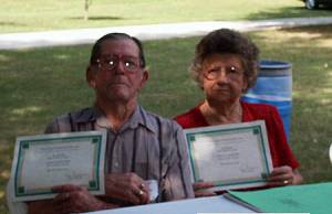 James and Vivian Gregory show their 80+ Certificates