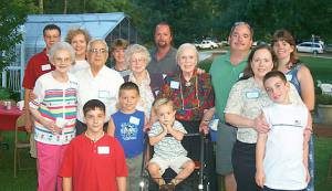 Top Row Gregory and Karen Smith, Charlene and Buzz Boggs, Next Row Frances Gregory, Ben and Alma DeFelice, Myrtle Davis, Paul and Linda DeFelice  Front Row, Andrew Smith, Nicholas DeFelice, Jack Boggs, Mary DeFelice and son Christopher